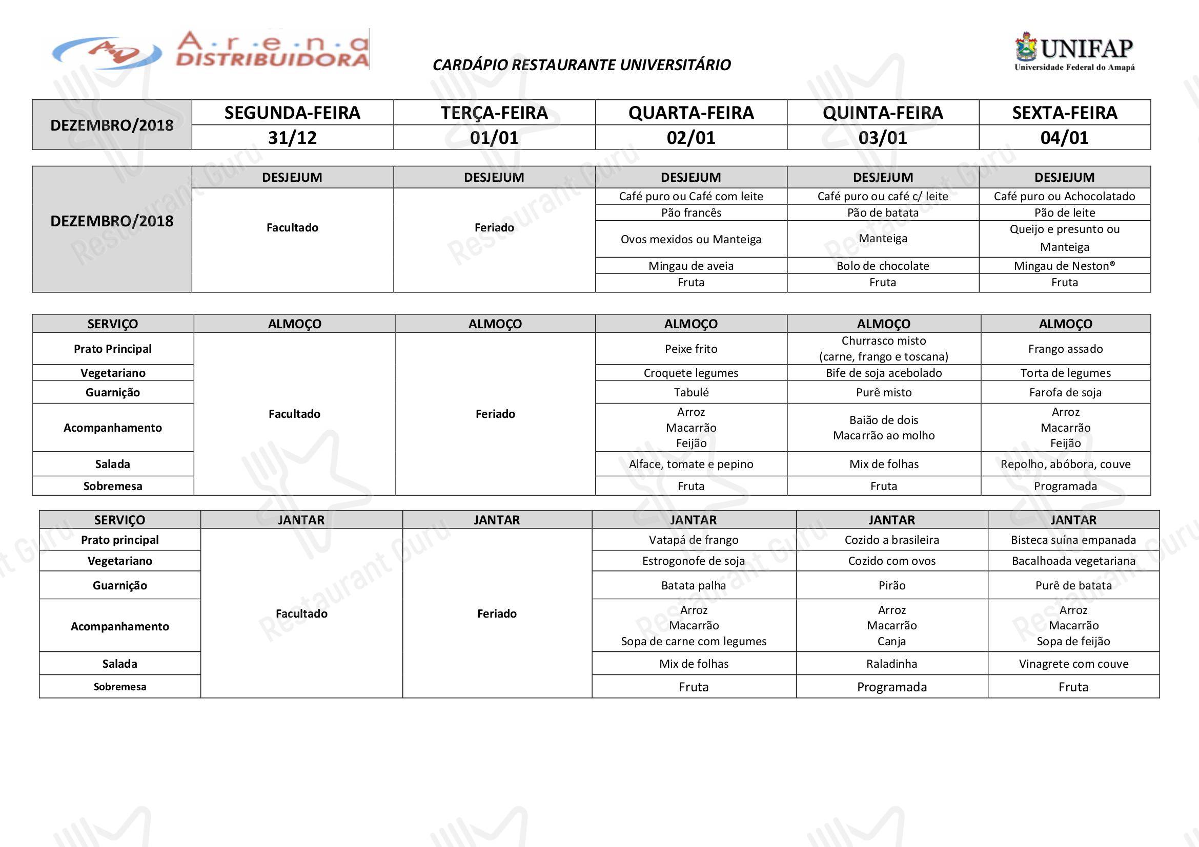 Summer Drink Menu para Restaurante Universitário - UNIFAP restaurante