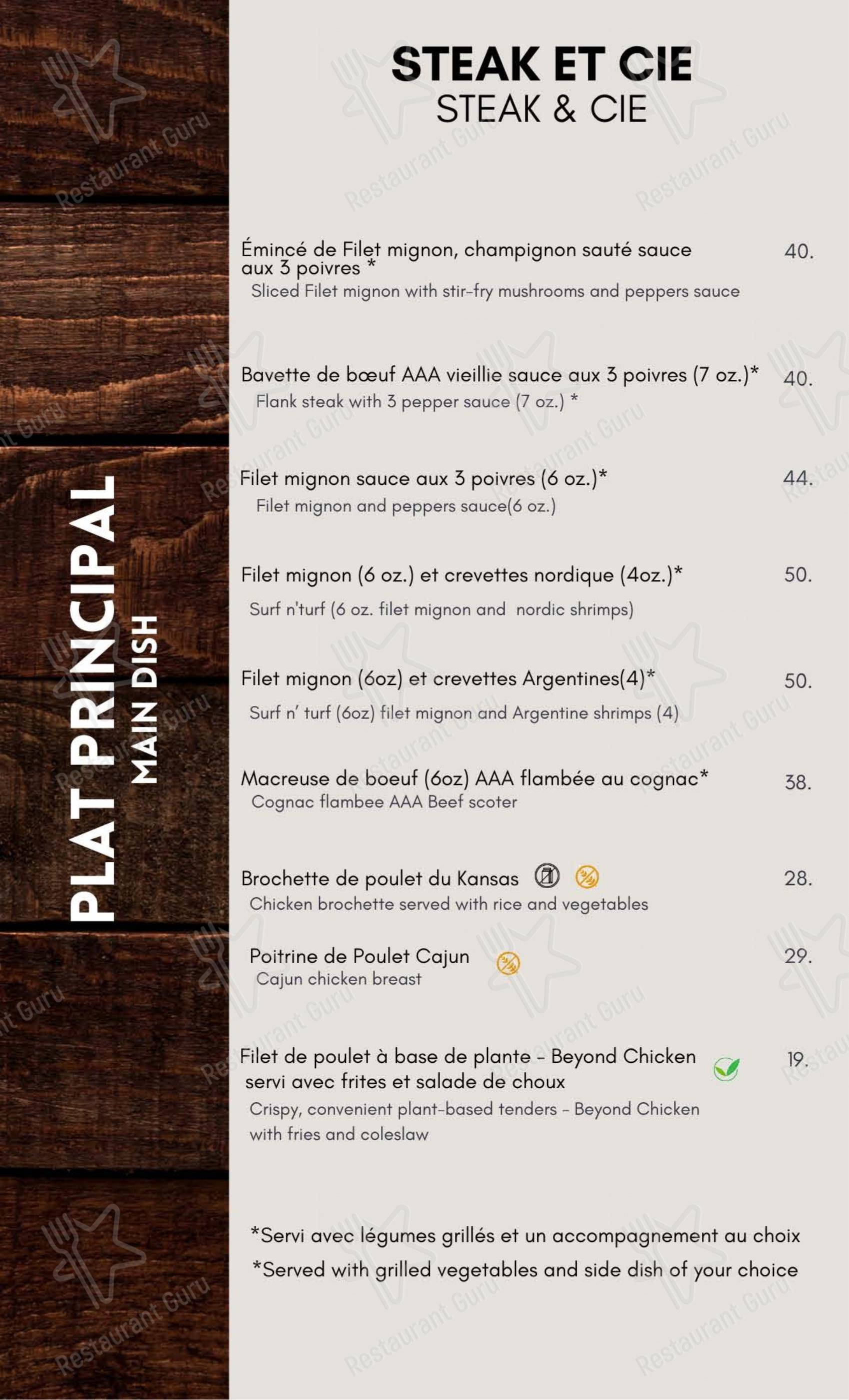 Menu bar pour Resto-Bar L'Imprévu & Resto La Terrasse bbq