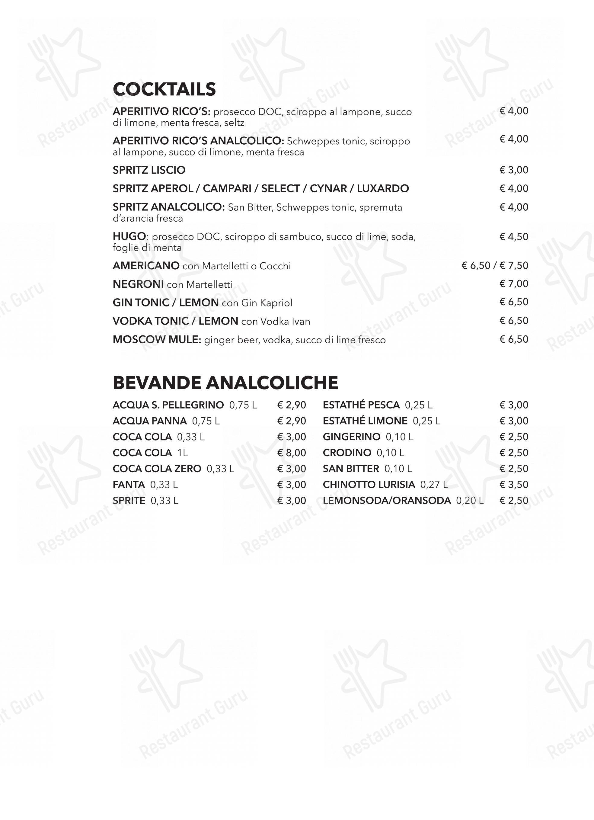 Menu per Rico'S 3 - La Forneria in Pieve di Soligo