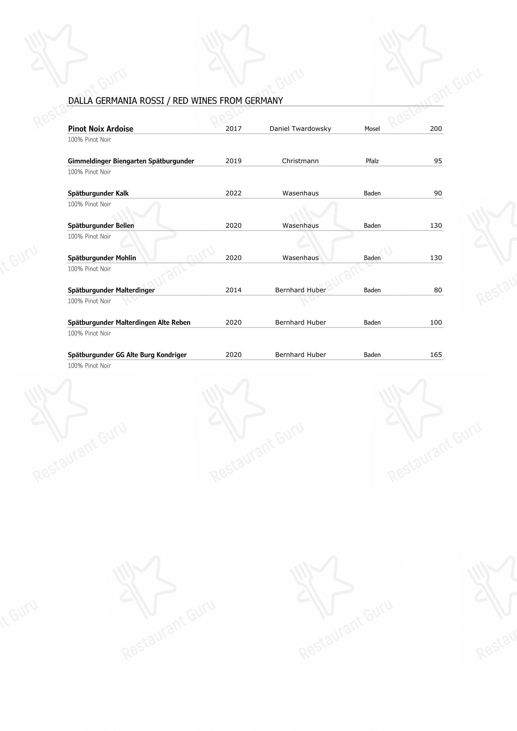 Menu di Ristorante Opera - Wine Menu