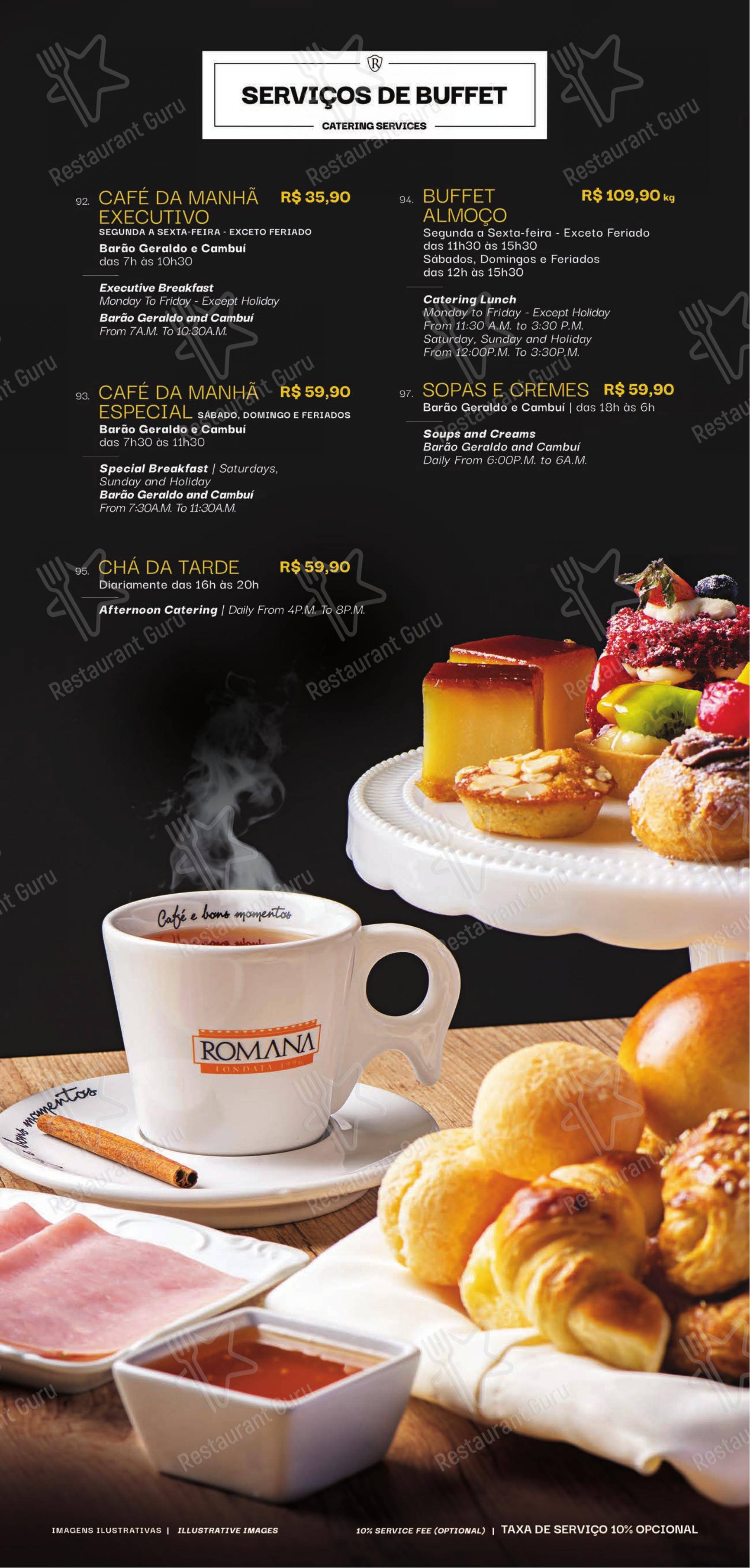 Menu para Confeitaria Romana - Barão Geraldo em Campinas