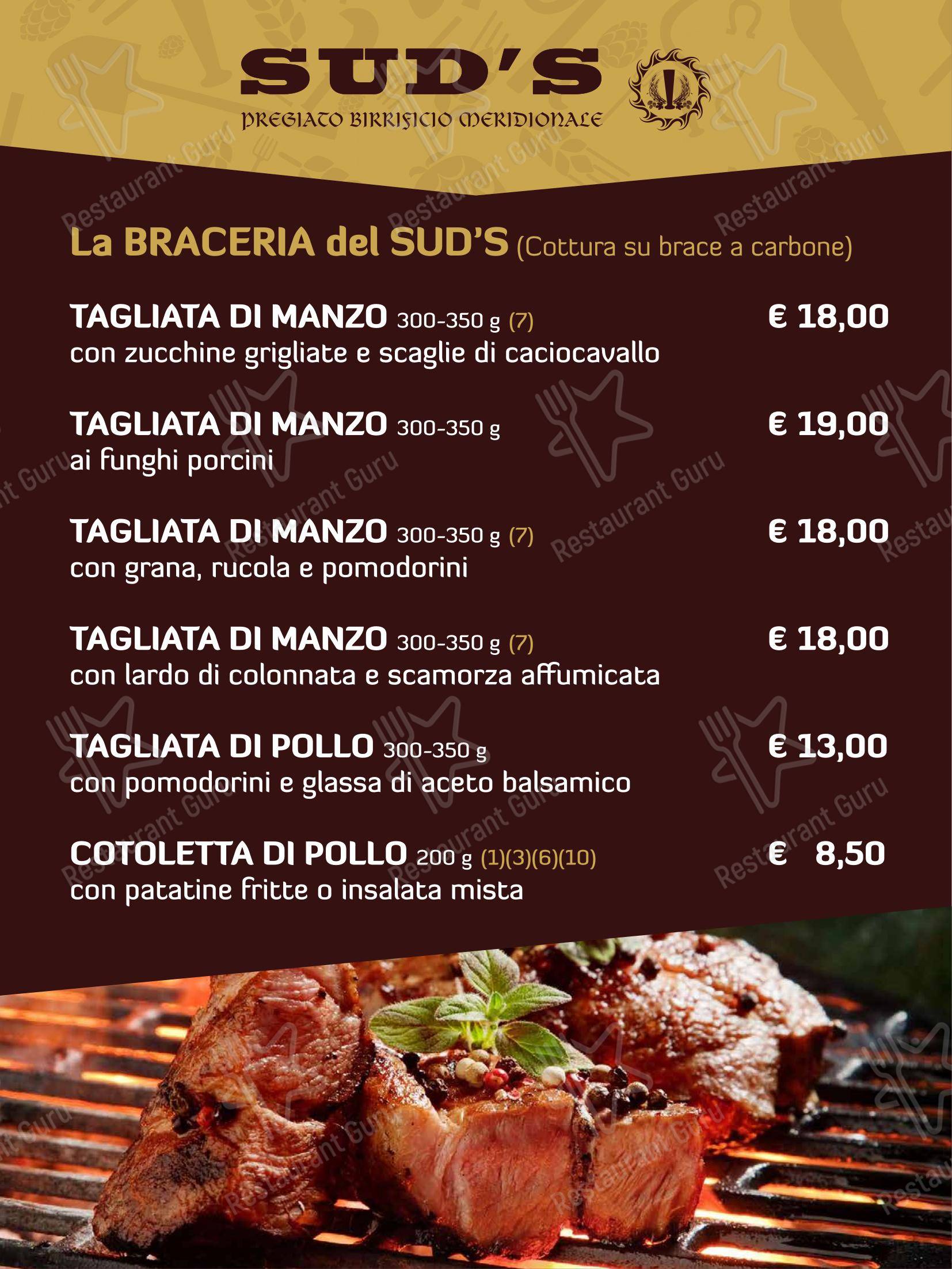 Menu per Sud's in Noci