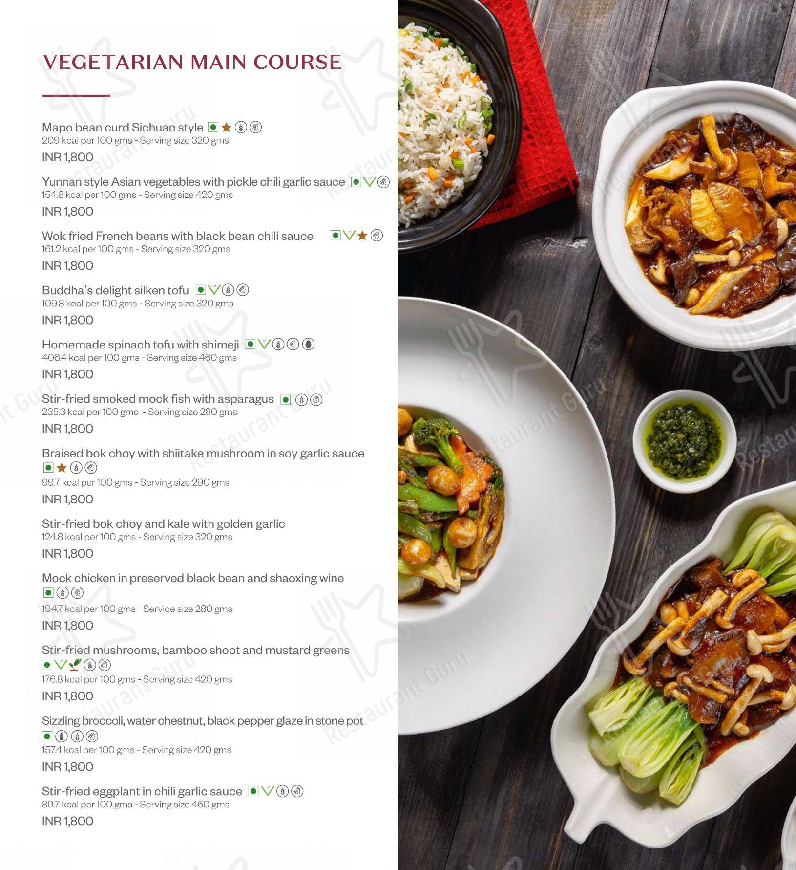 Menu for Shang Palace in New Delhi