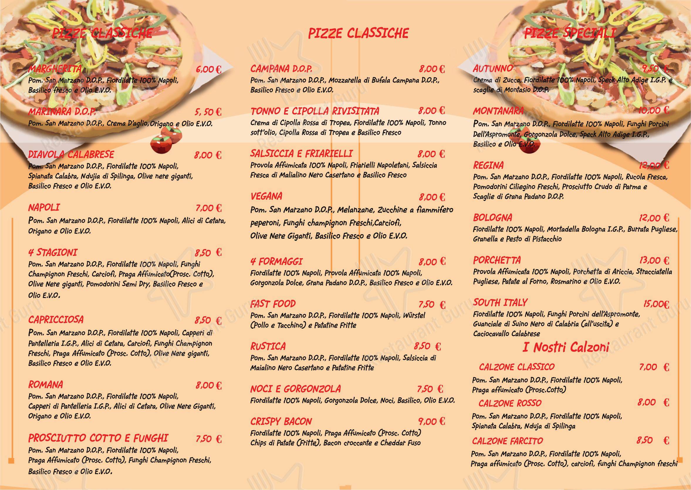 Menu bar per South Italy Pizzeria in Parabiago