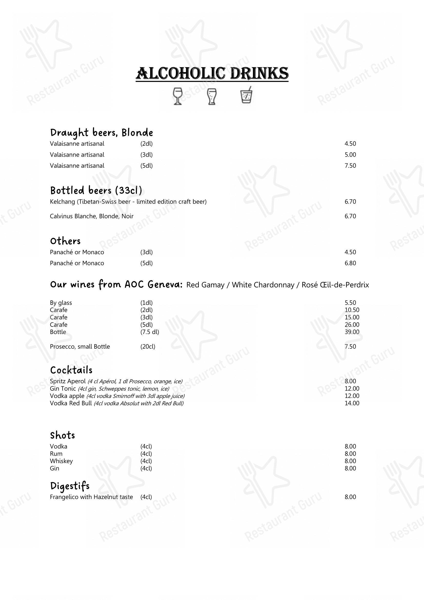 Menu per Tibet Café in Ginevra