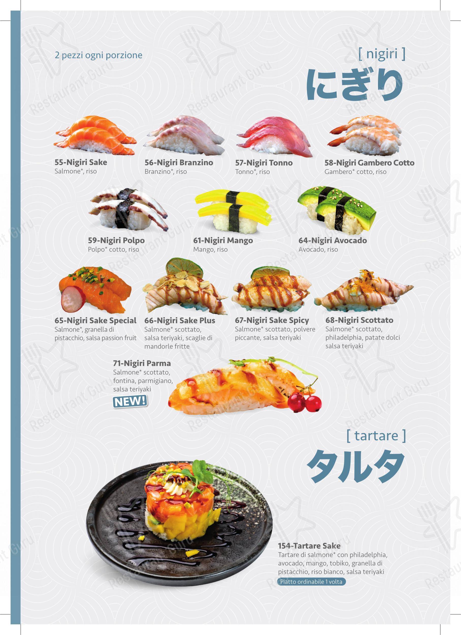 Menu per Tenji Ristorante Giapponese in Parma
