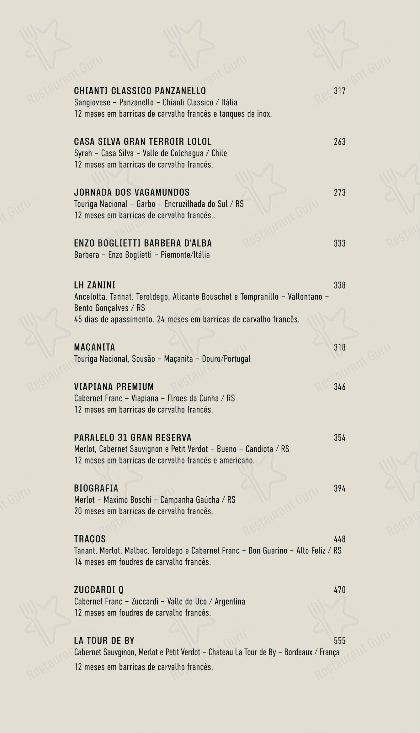 Menu para Vinolab em Gramado