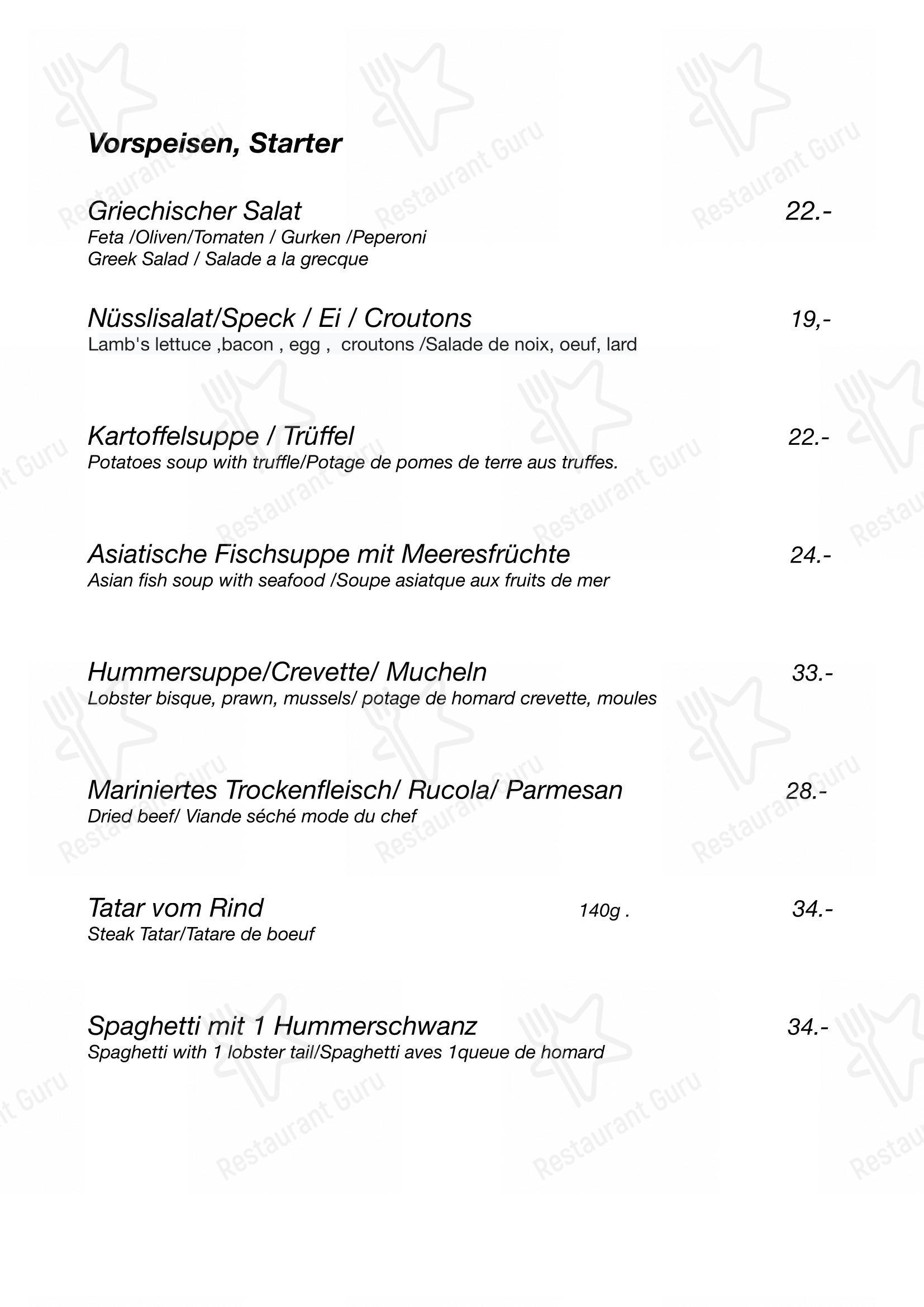 Menu per Walliserstube ristorante