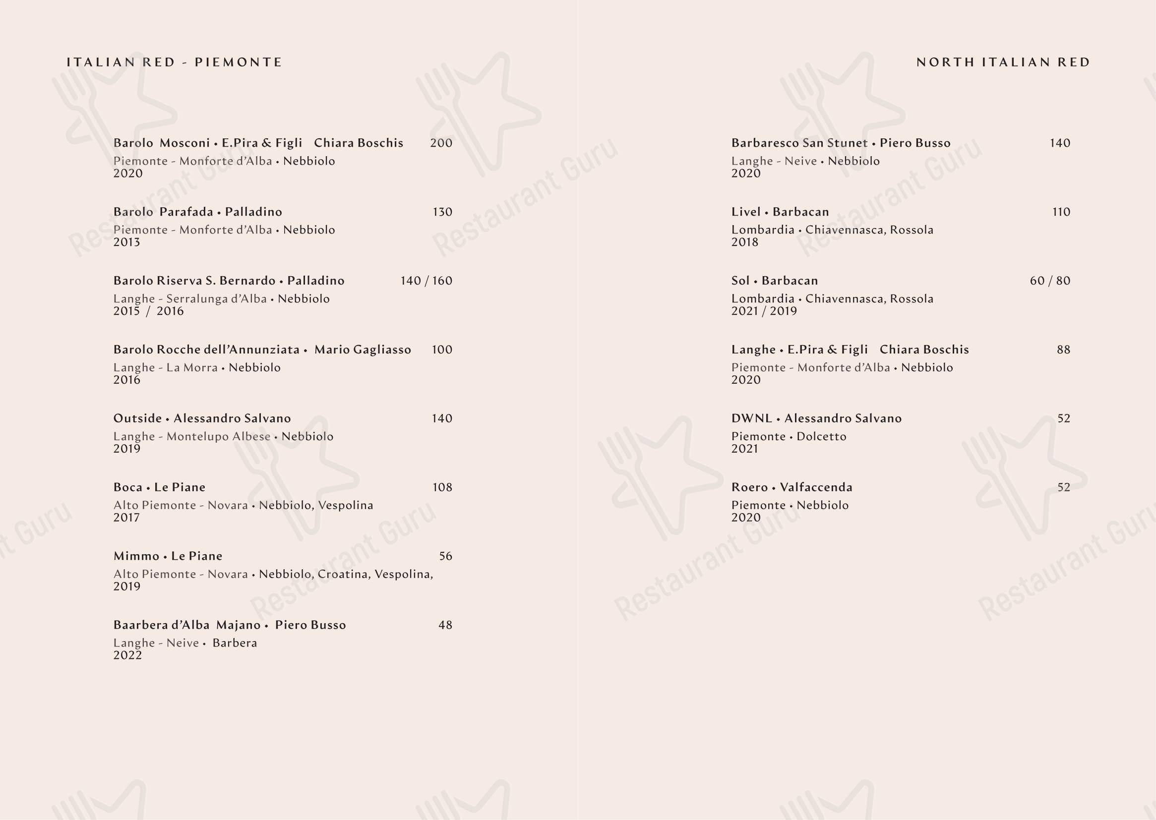 Yapa in Milano - Menu bar
