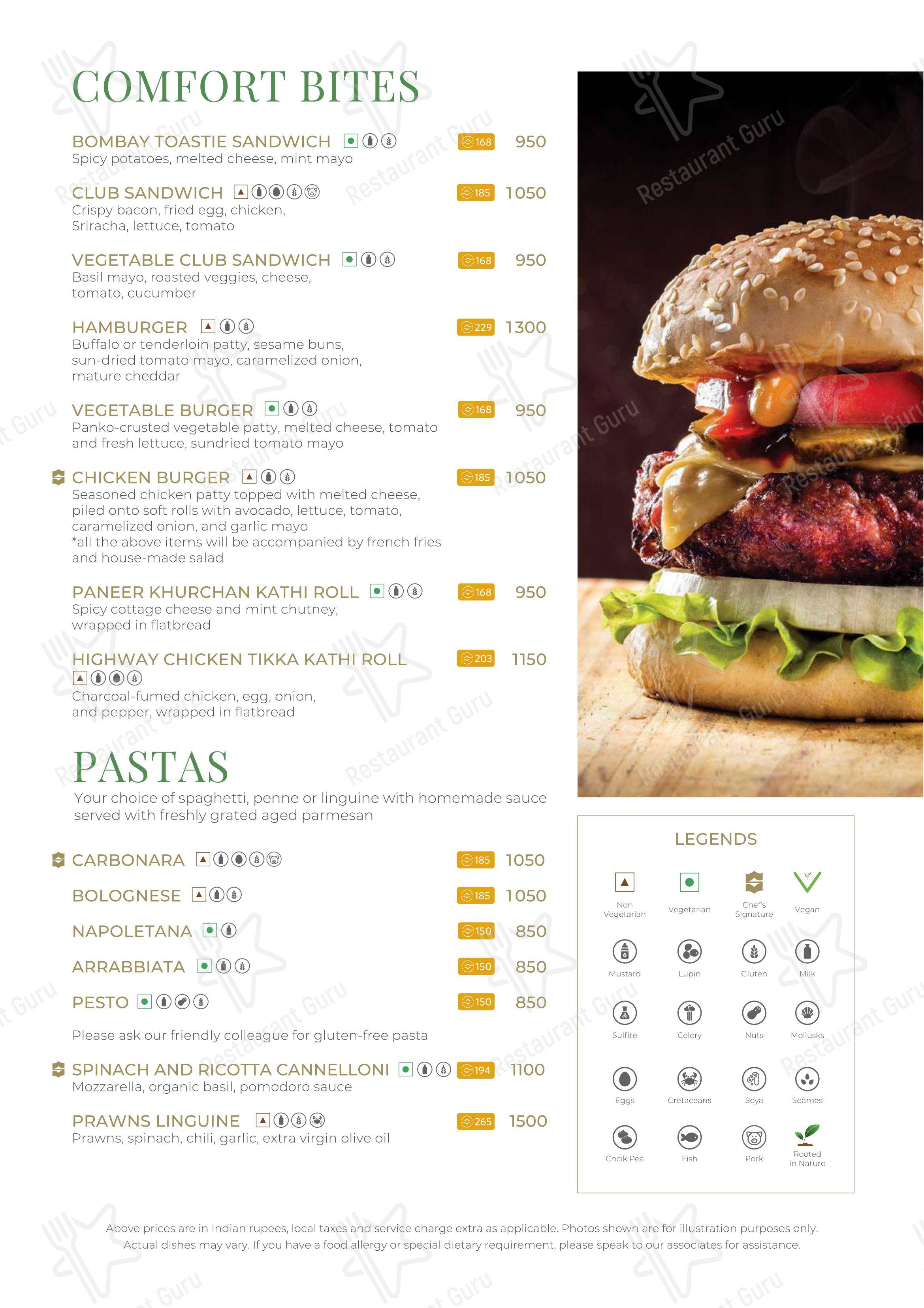 b Café in Bengaluru - Menu bar