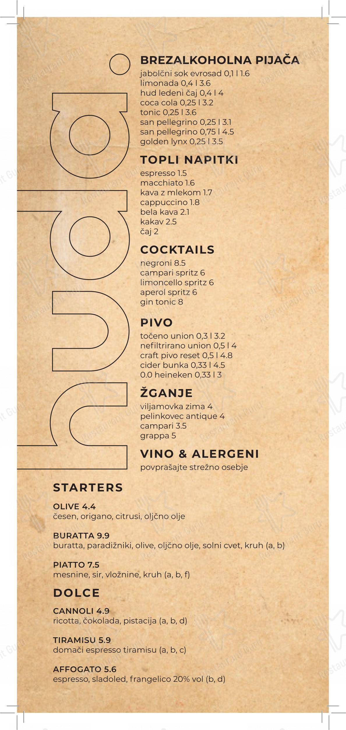 huda. in Brežice - Menu bar