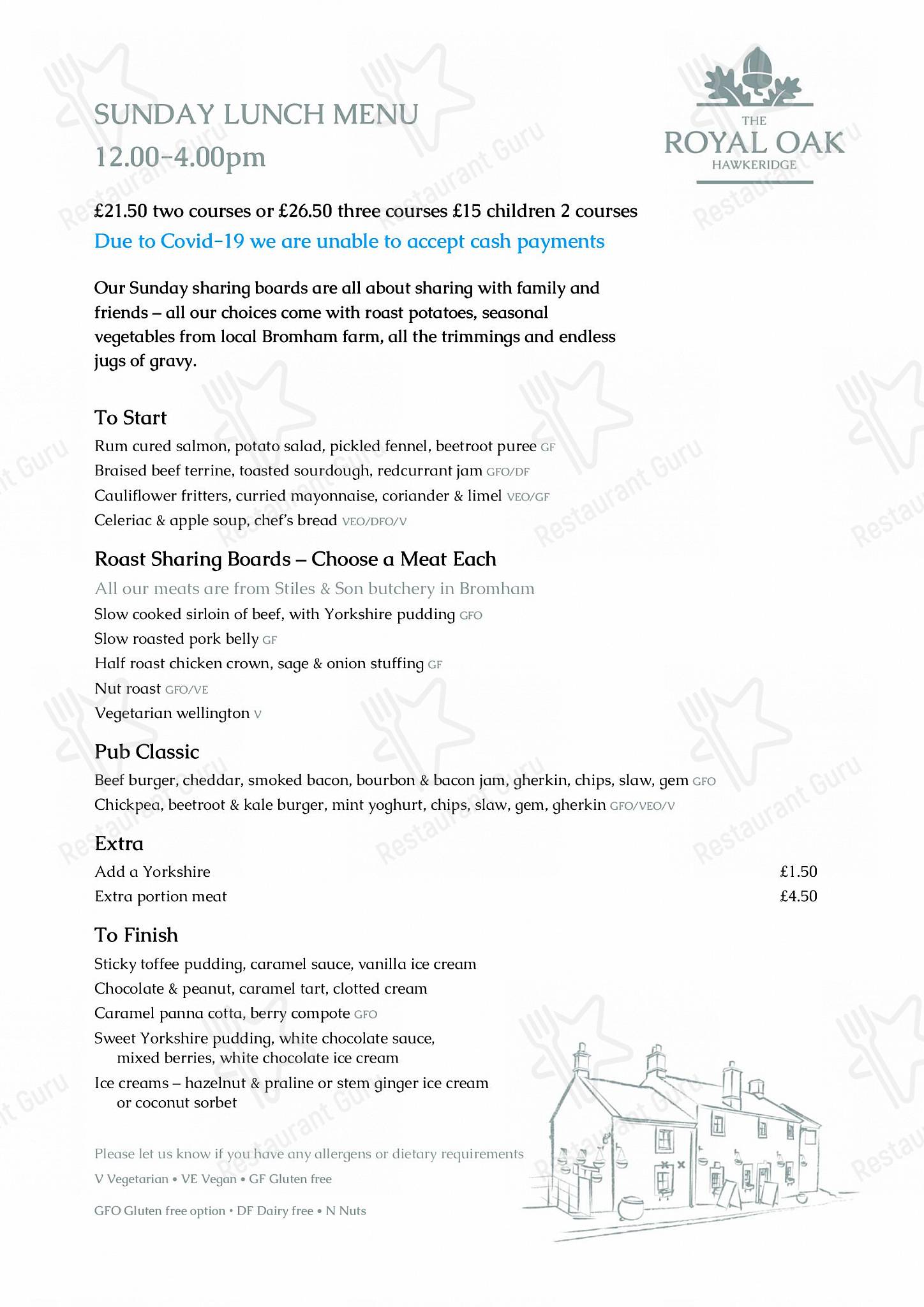 Menu at The Royal Oak Hawkeridge pub & bar, Westbury, Hawkeridge