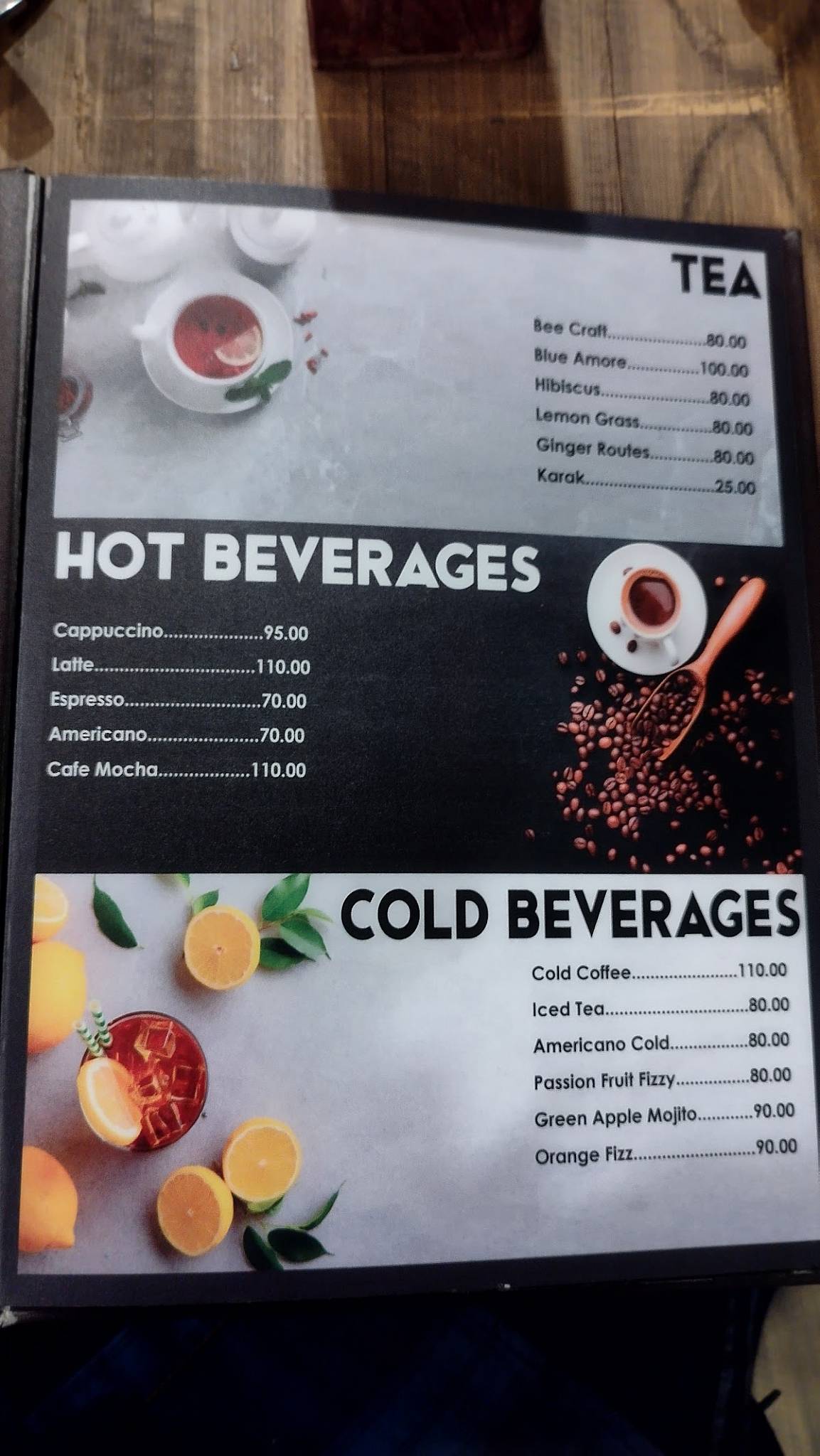 Golden Casa café menu