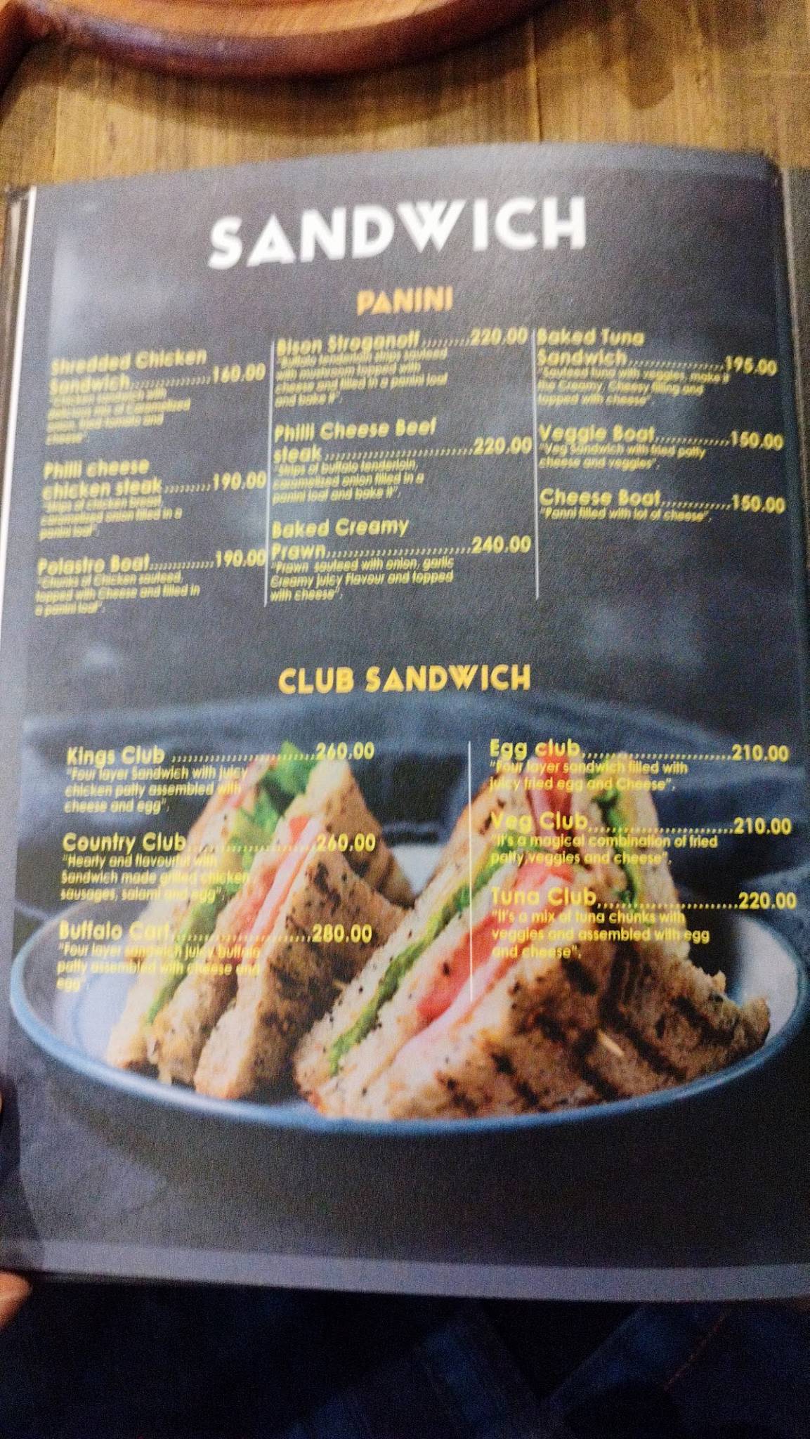 Golden Casa café menu