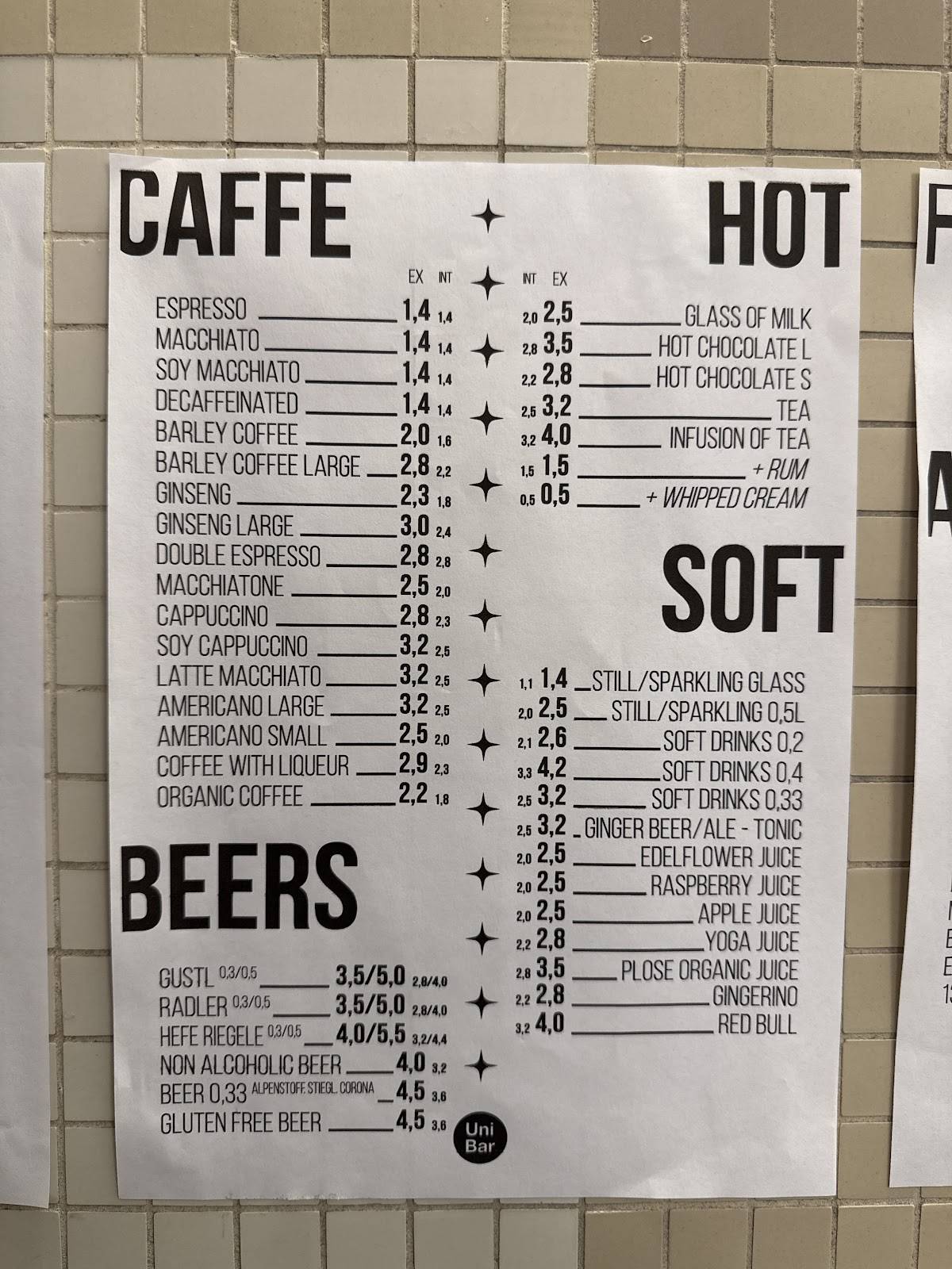 Menu di unibar 