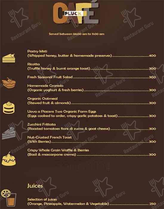 Café Pluck - Pullman New Delhi Aerocity menu