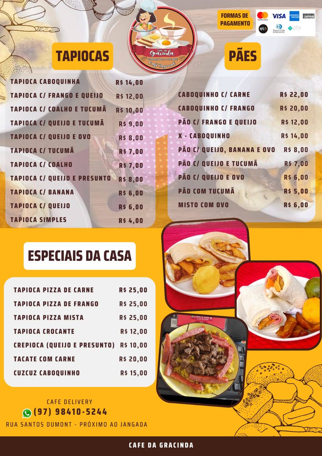 Café da Gracinda cardápio
