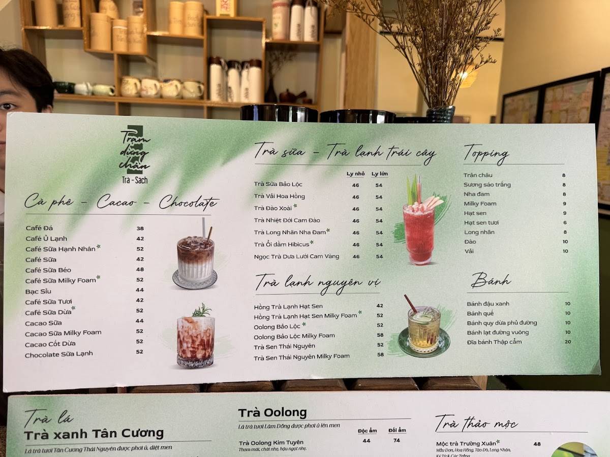Menu at Trạm Dừng Chân (Quán Trà - Sách), Can Tho