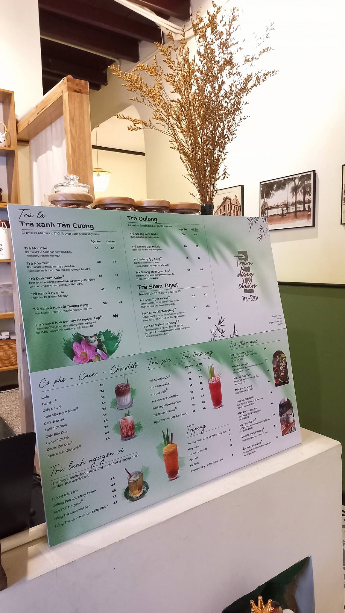 Menu at Trạm Dừng Chân (Quán Trà - Sách), Can Tho