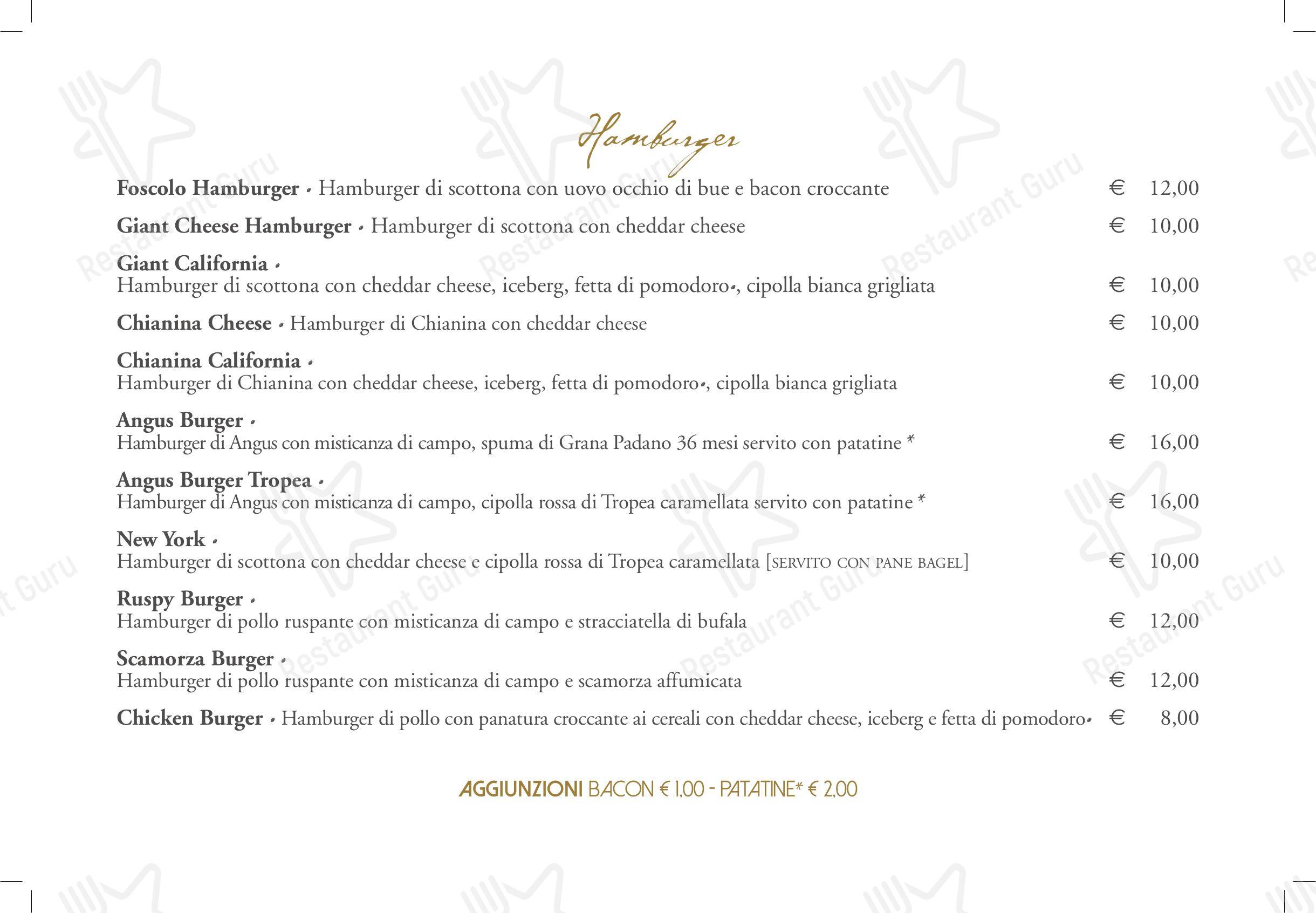 Основное меню per Foscolo Tre pizzeria