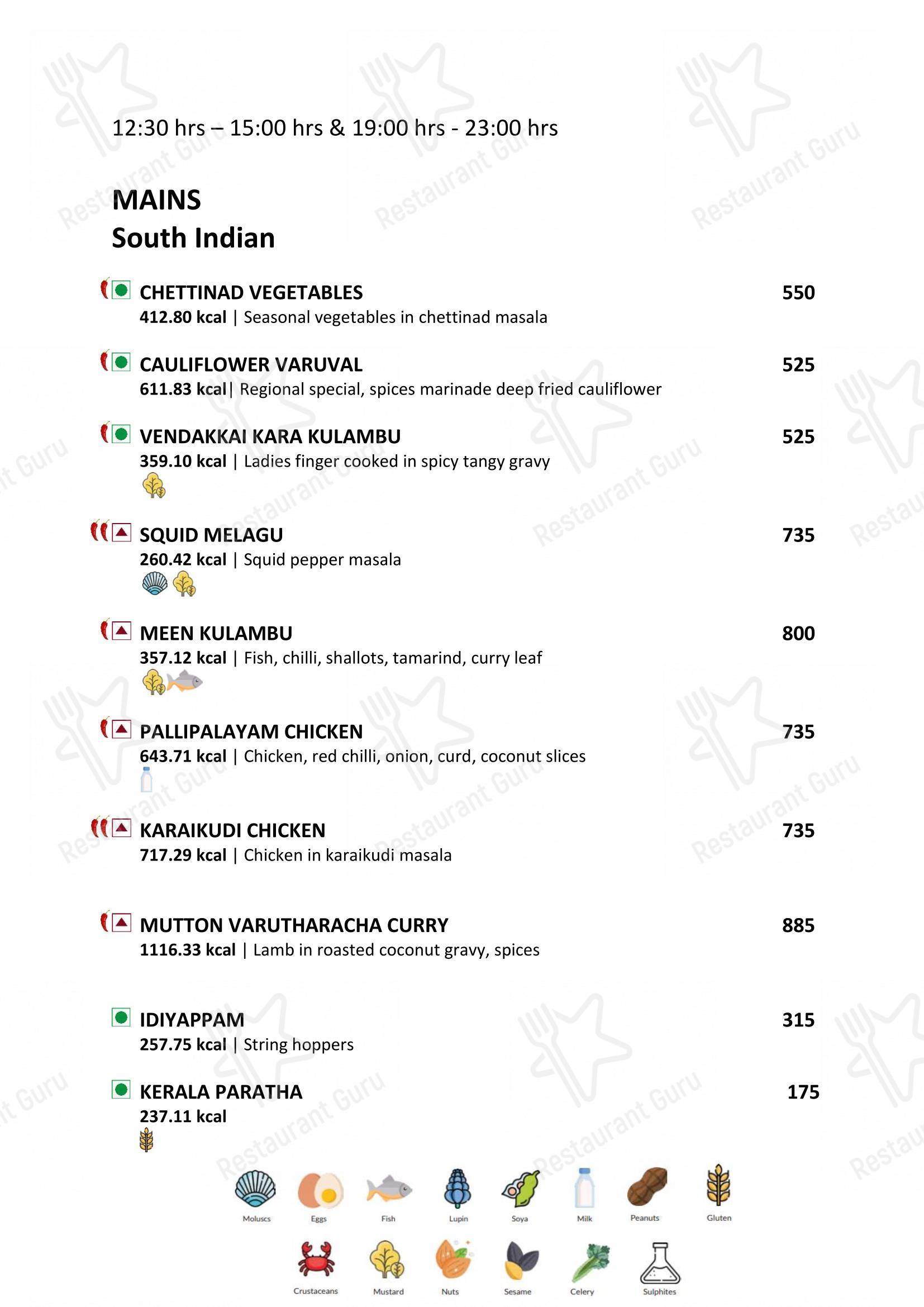 Latitude Restaurant - Vivanta Coimbatore - Menu