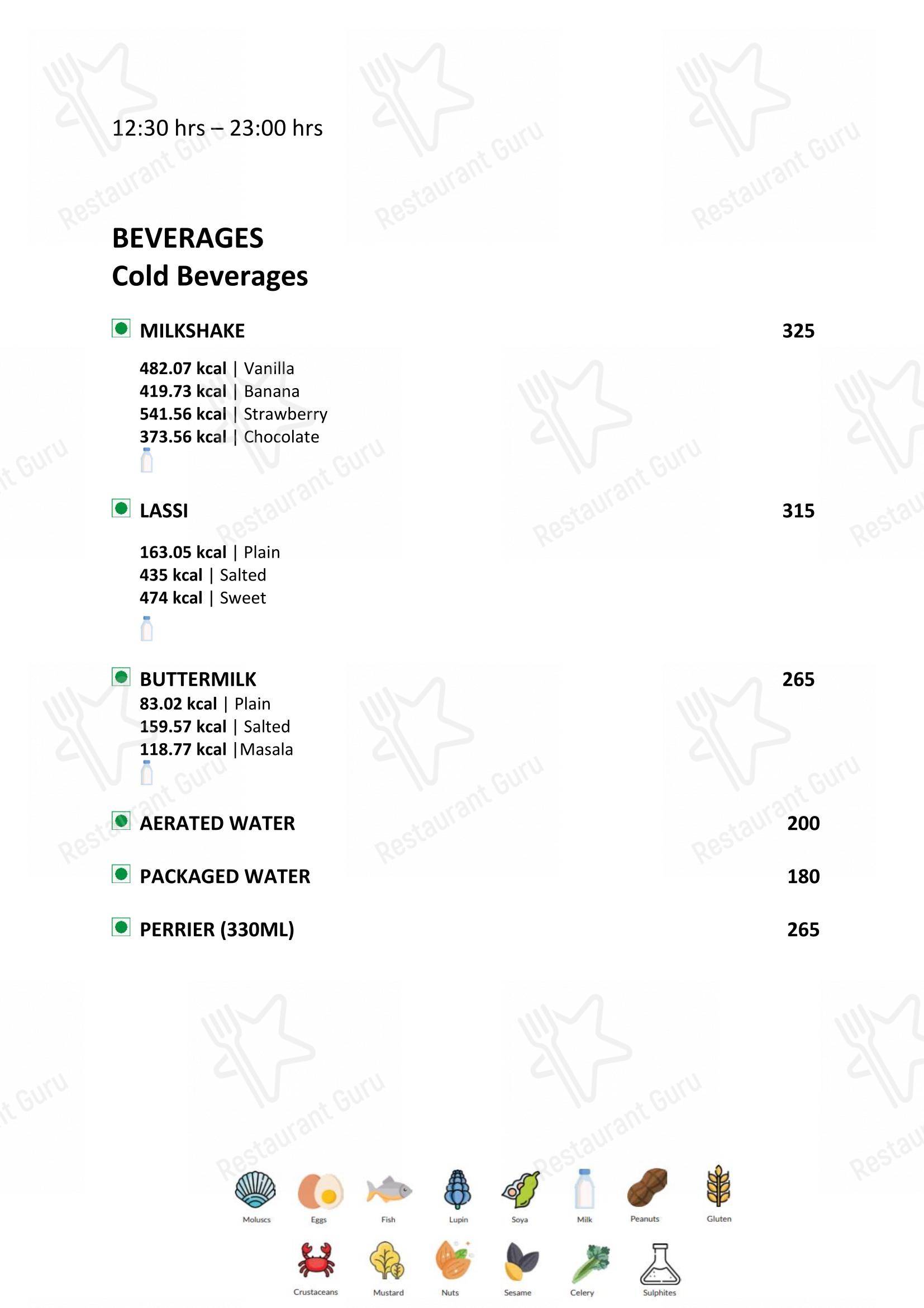 Menu for the Latitude Restaurant - Vivanta Coimbatore restaurant
