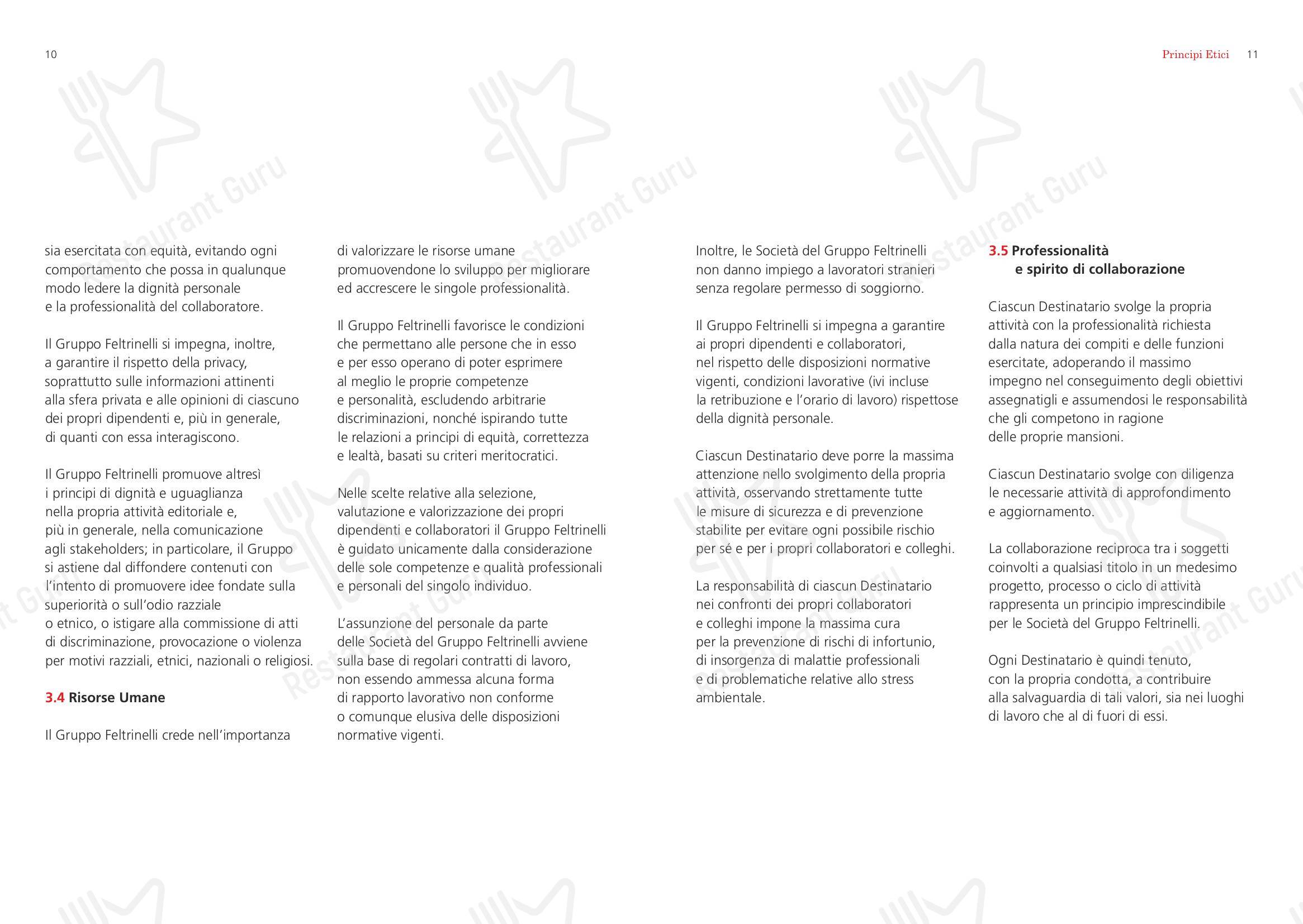 Feltrinelli Librerie in Milano - Menu
