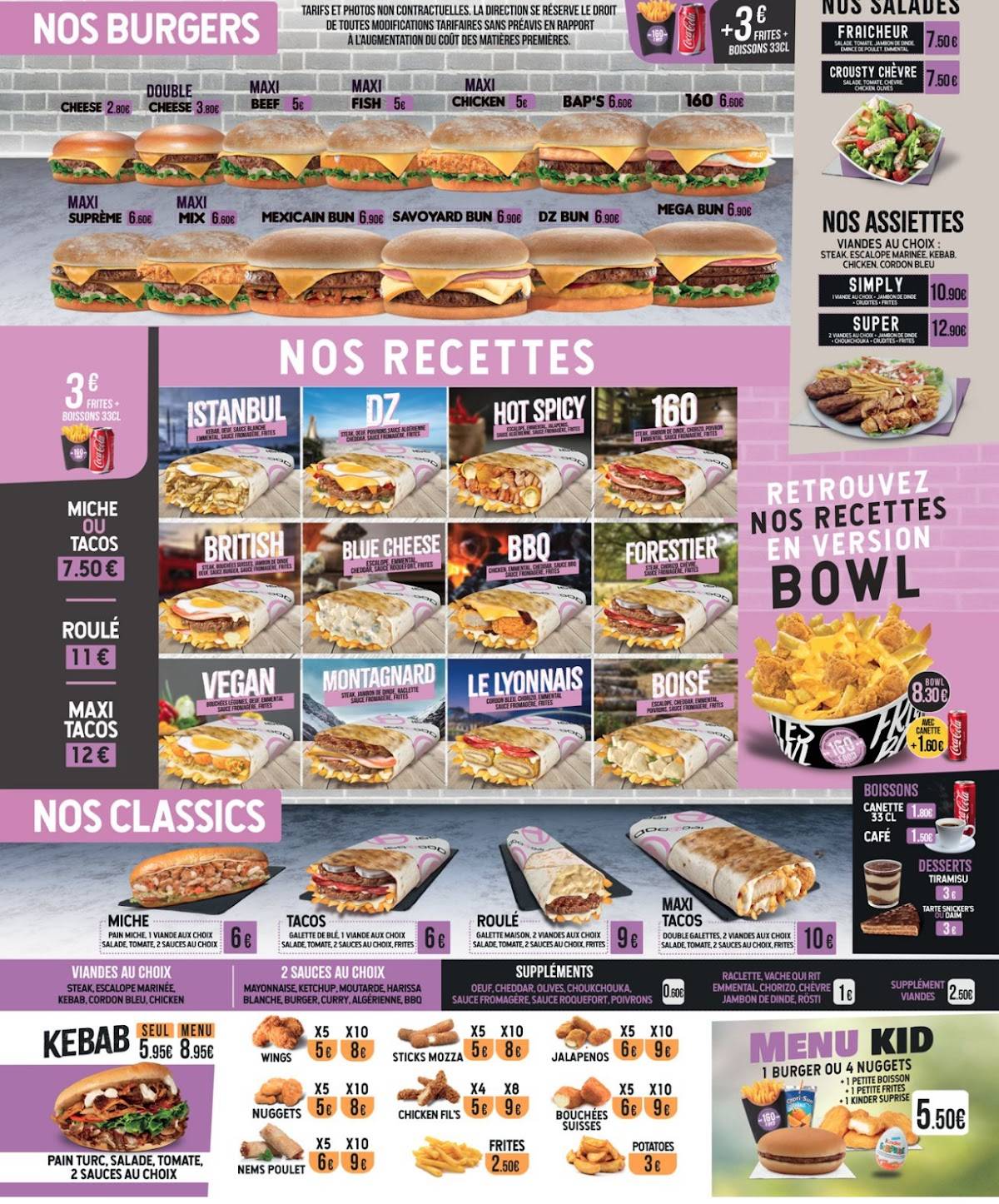 Menu de 160 Food