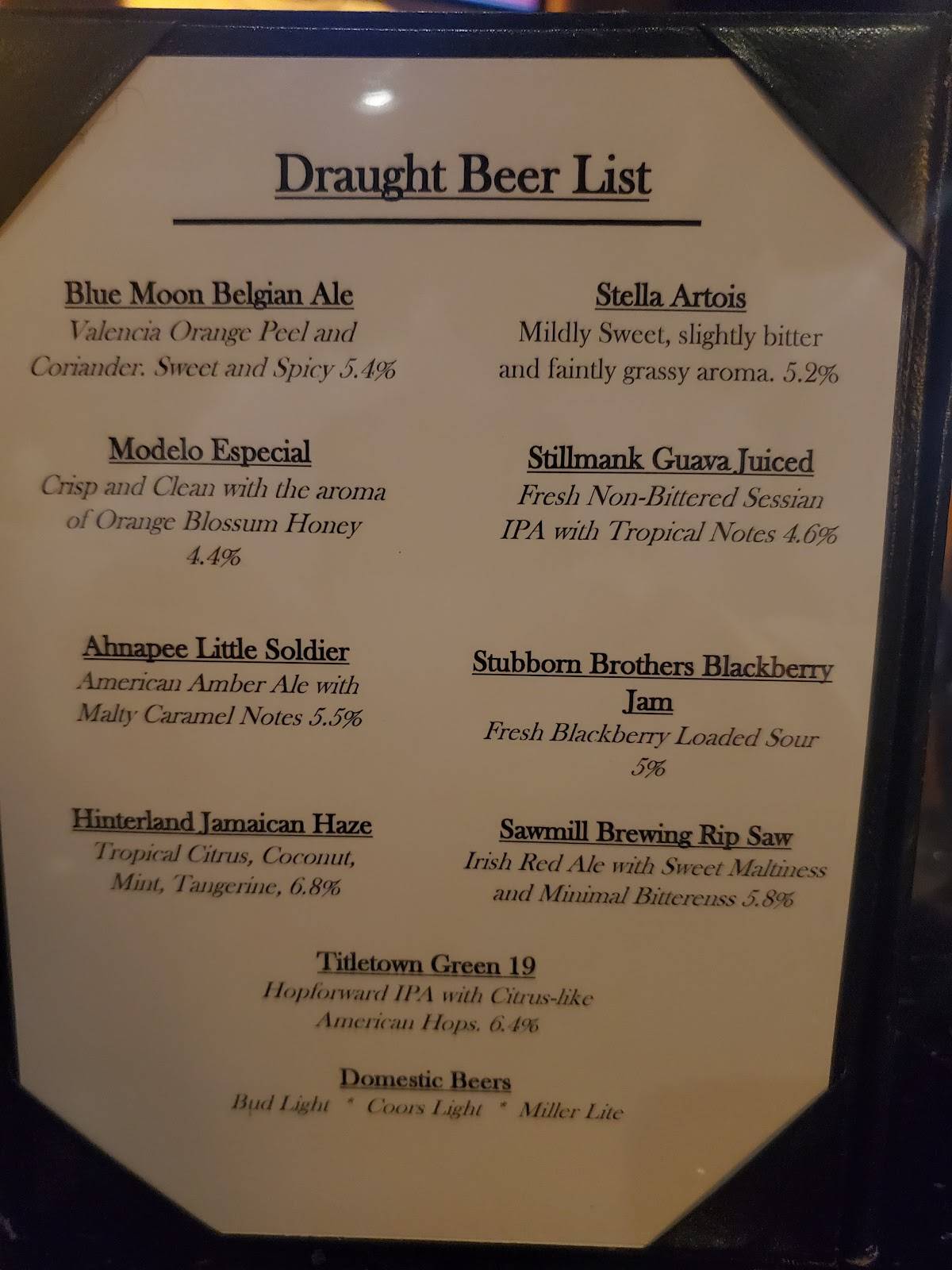 Menu at 1951 West pub & bar, Green Bay