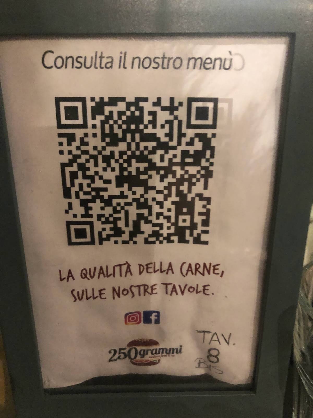 Menu di 250 Grammi Hamburgheria 