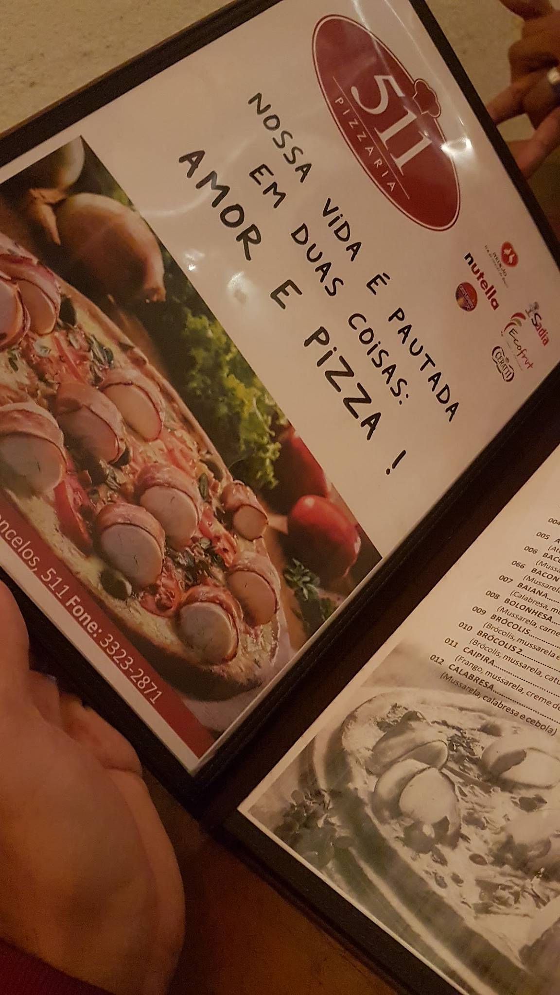 511 PIZZARIA cardápio