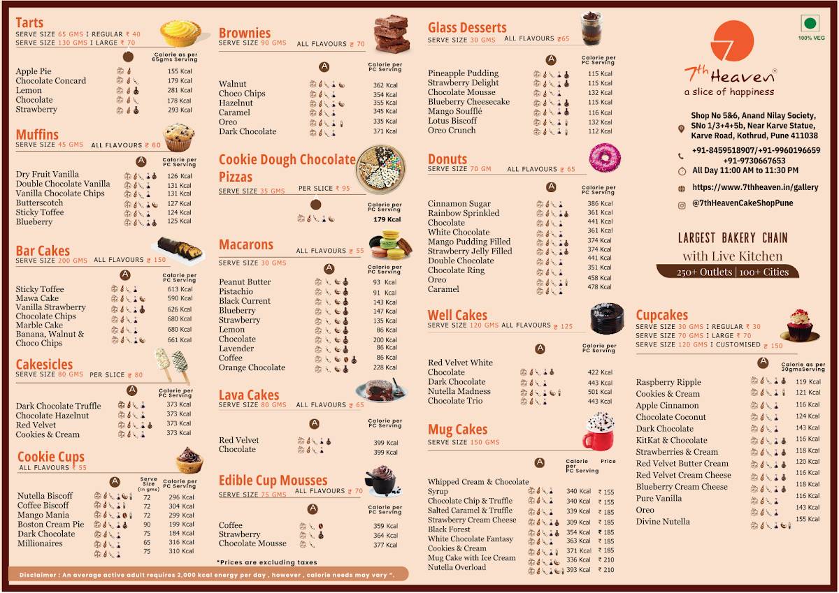 7th Heaven menu