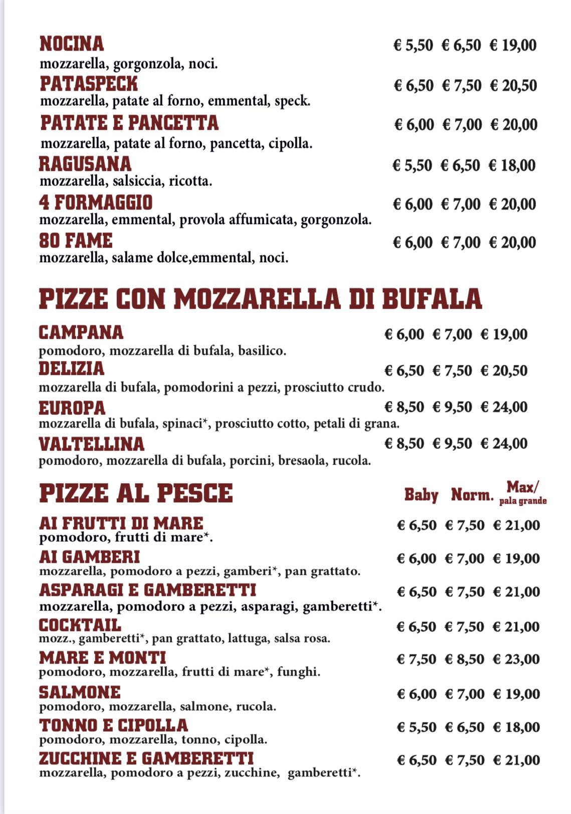 Menu di 80 Fame 