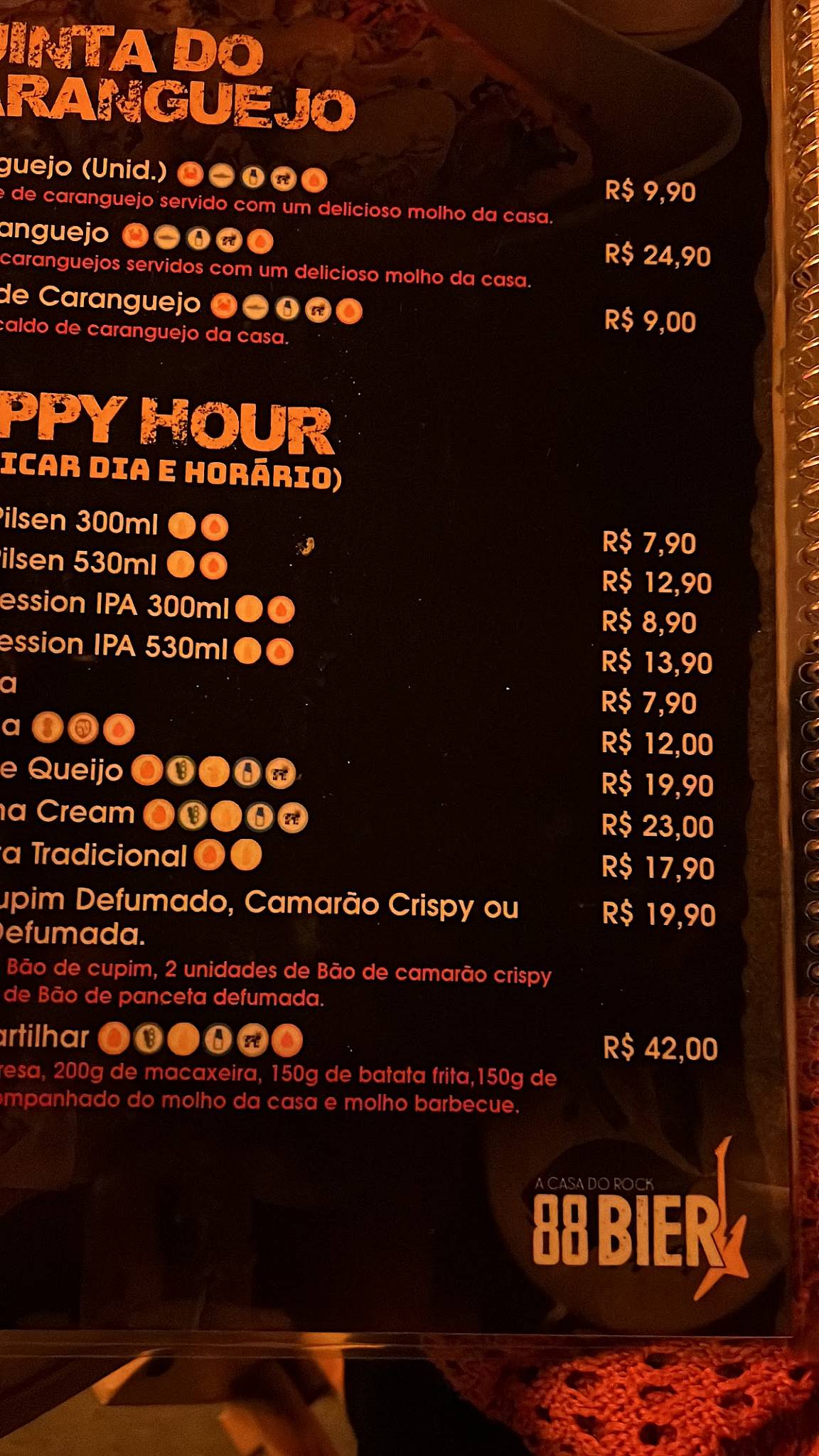 88 Bier Bar, Pub, Rock e Happy Hour cardápio