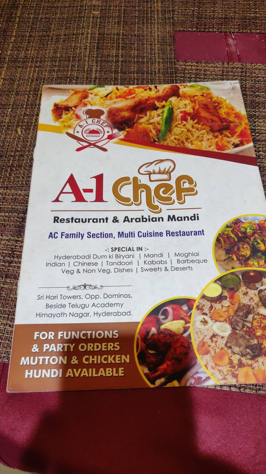 A-1 Chef menu