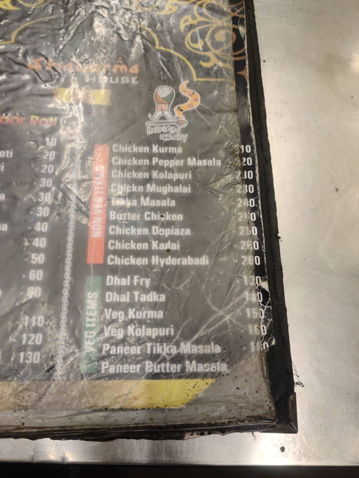 A R Shawarma House menu