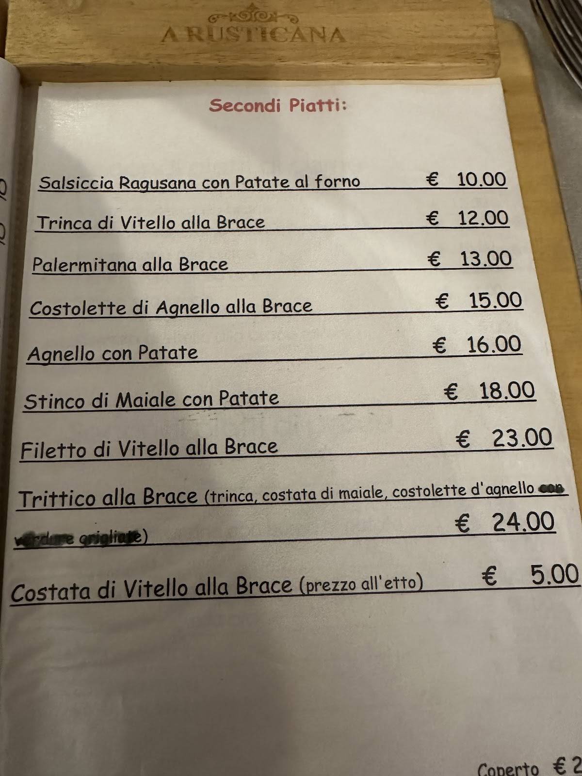 Menu di A RUSTICANA 