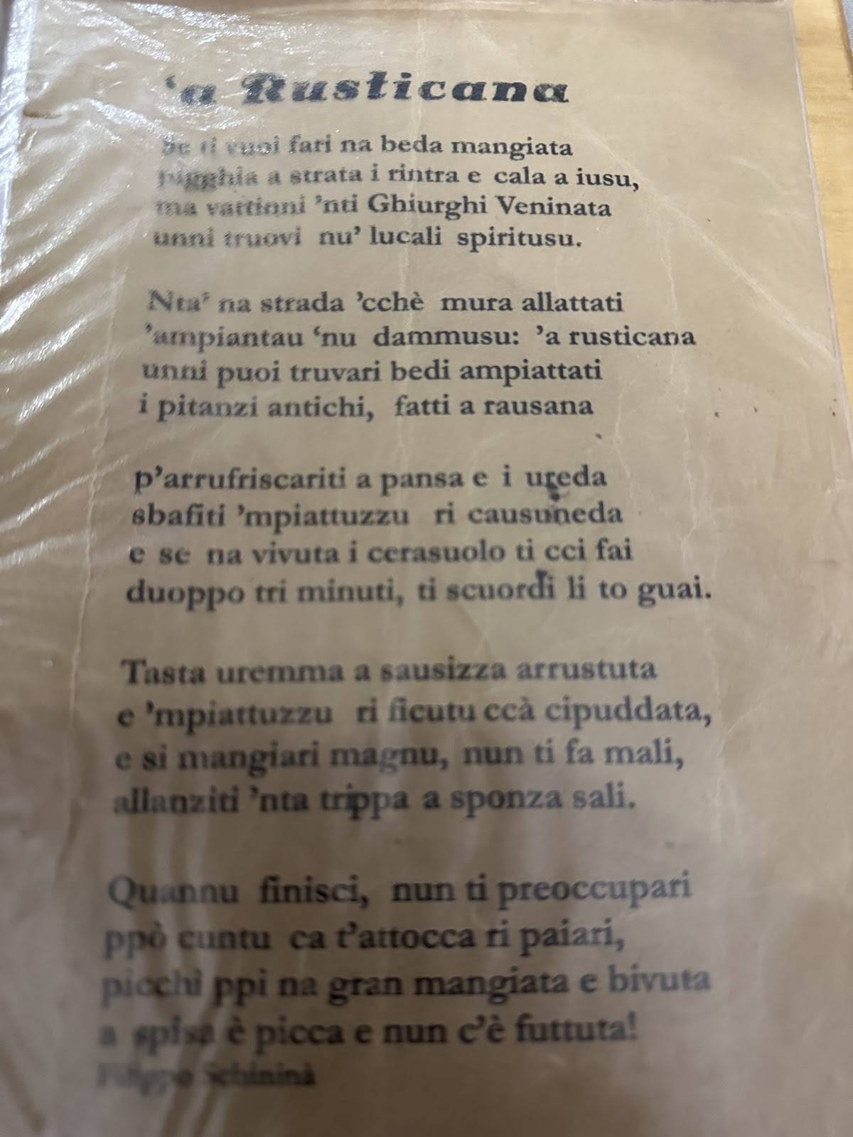 Menu di A RUSTICANA 
