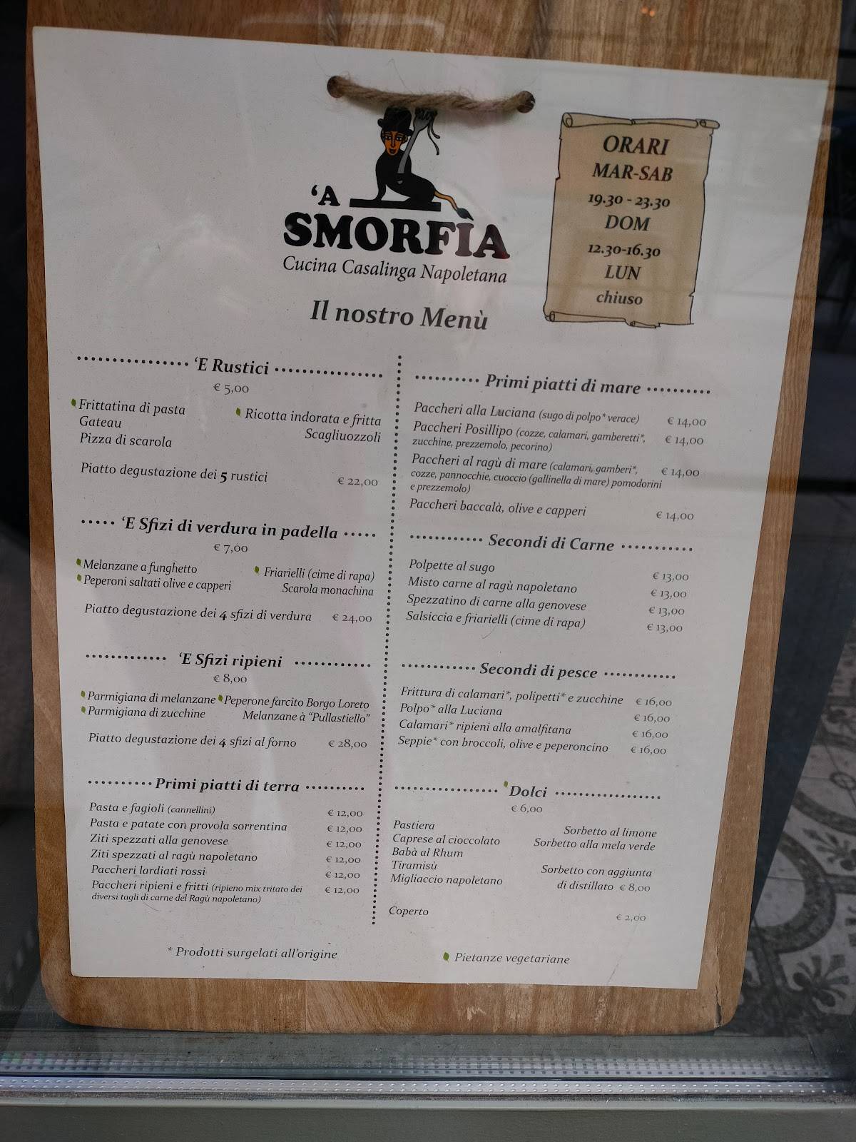 Menu di 'A Smorfia 