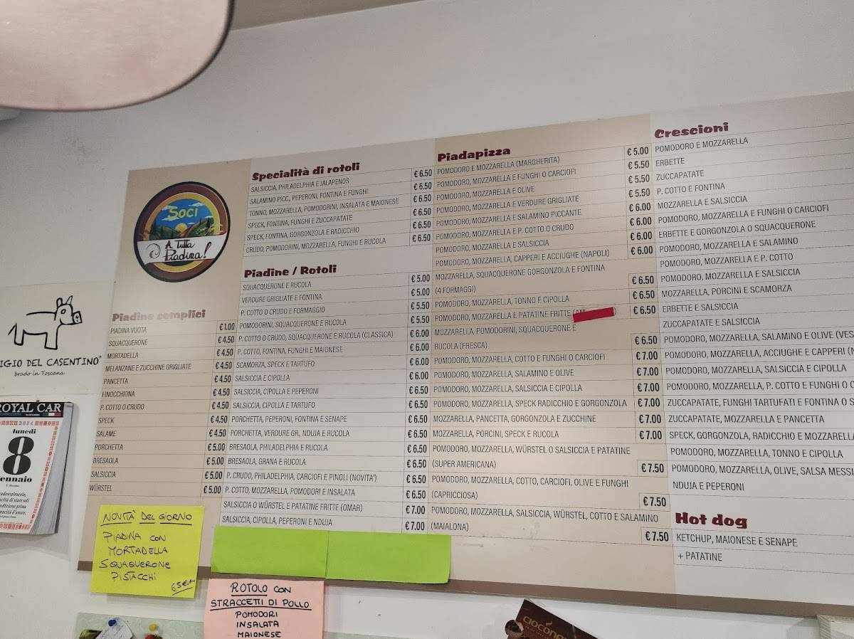 Menu di Piadineria a Tutta Piadina 