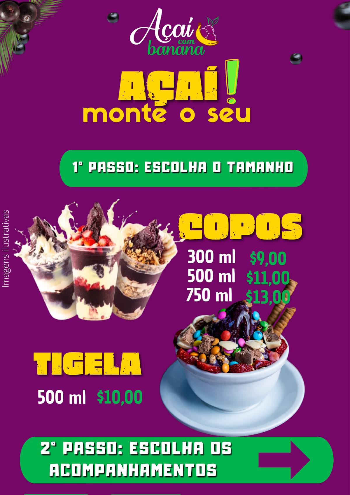 Açaí com Banana cardápio