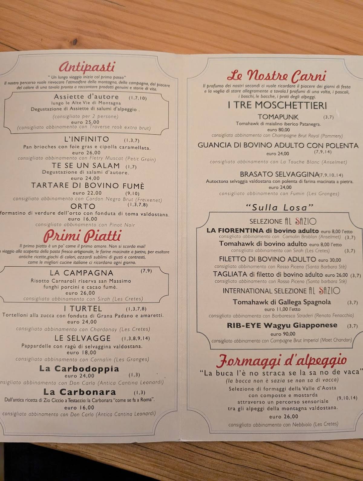Menu di AL SAZIO Ristorante 