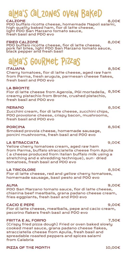 Menu di ALMA pizzeria gourmet 
