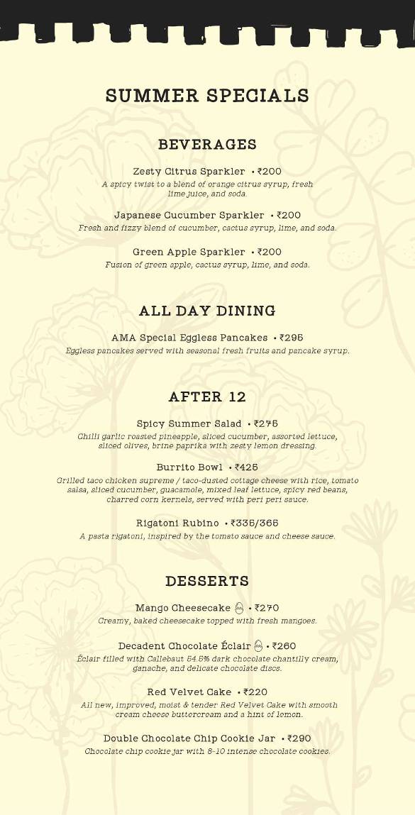 AMA Cafe Majnu Ka Tilla menu