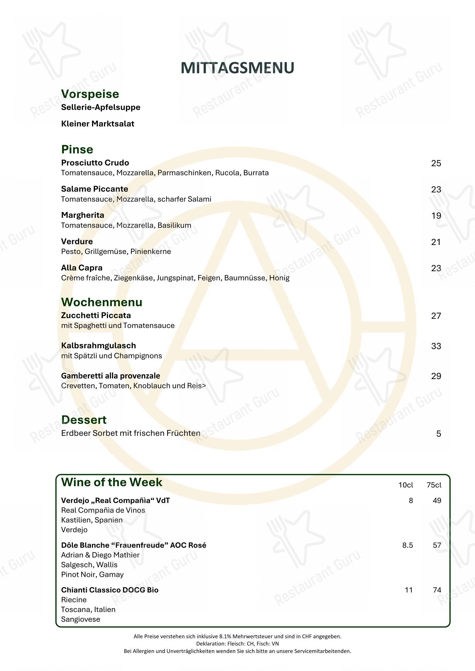 ATTICA Restaurant in Frauenfeld - Menu bar