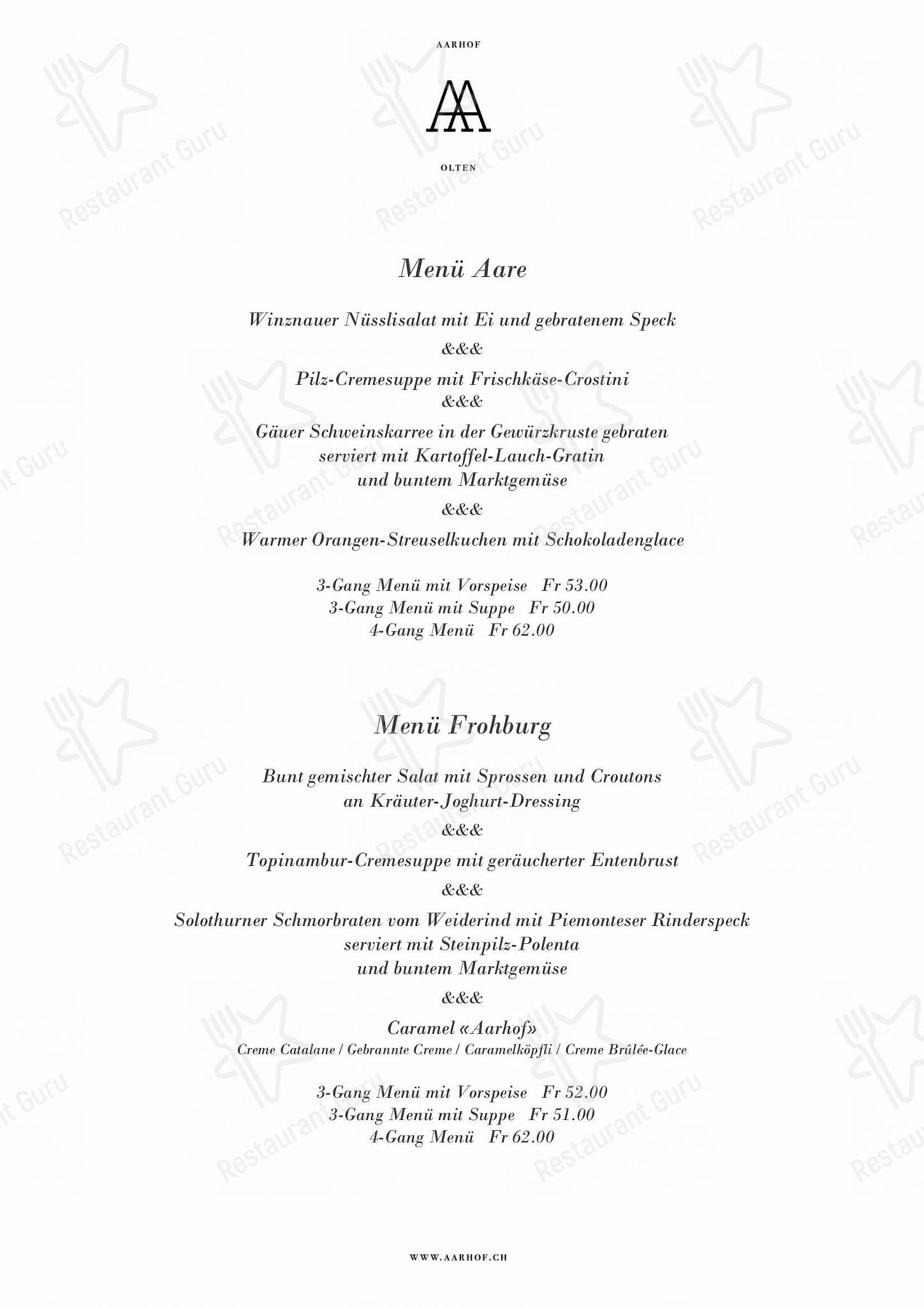 Коктейльная карта pour Restaurant Aarhof dans Olten