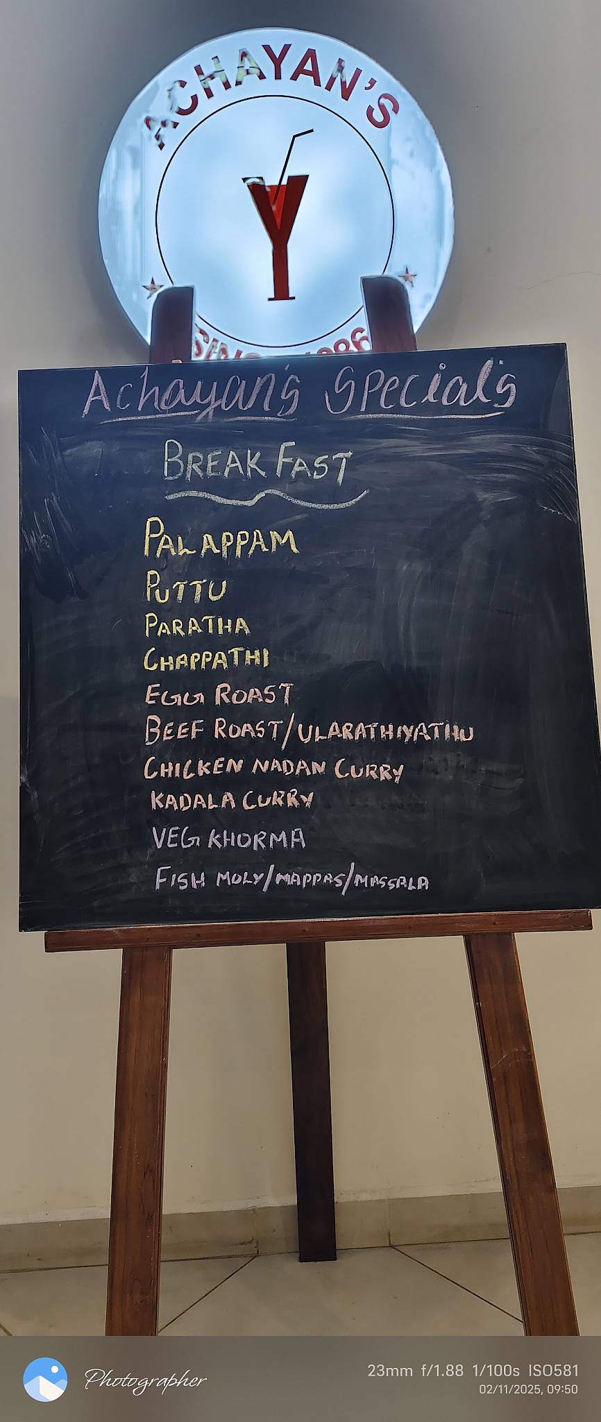 Achayan's Restaurant, Thodupuzha menu