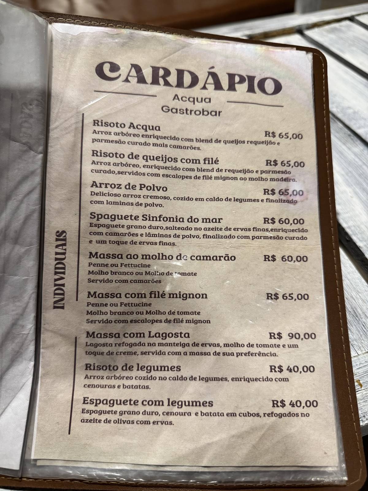 Acqua Gastrobar cardápio