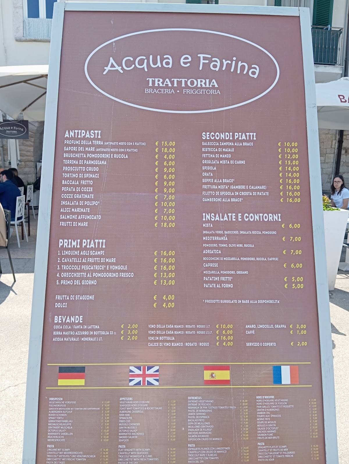 Menu di Acqua & Farina 