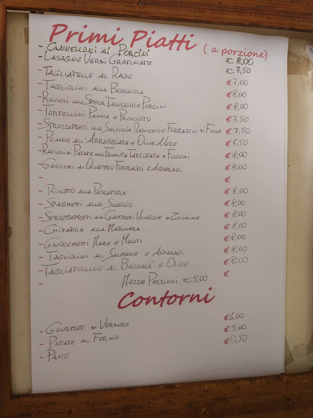 Menu di Acquolina 